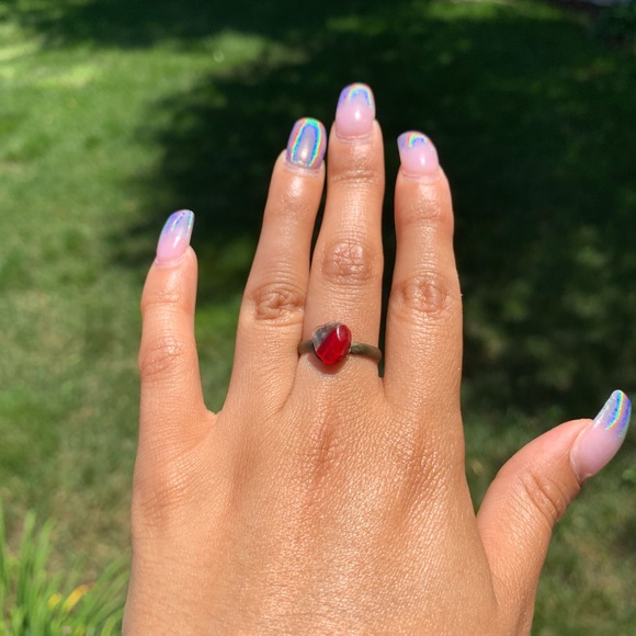 ❗️SOLD❗️ Red Crystal Tumbled Stone Rings - Picture 4 of 5